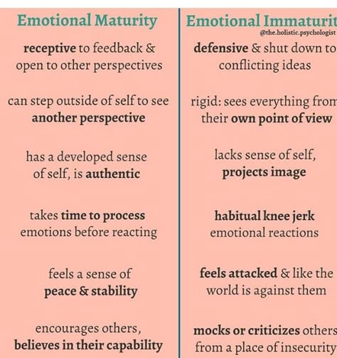 Emotional insecurity versus emotional maturity Emotionally Immature, Emotional Awareness, Relationship Help, Interpersonal Relationship, Mental And Emotional Health, Emotional Intelligence, Emotional Health, Relationship Tips, Self Development