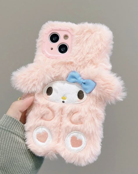 My Melody Design, Kawaii Matching, Pink My Melody, Fluffy Phone Cases, Matching Friends, Hello Sticker, Bling Phone Cases, Purple Cases, Easy Crochet Animals