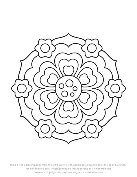 Flower Mandalas, Mandala Colouring, Printable Mandala, Easy Mandala Drawing, Patterns Art, Flowers Printable, Colouring Page, Simple Mandala, Mandala Designs