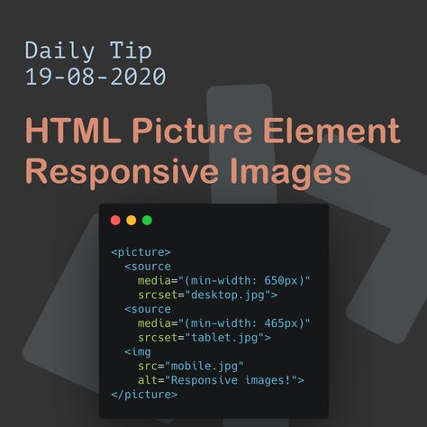 Using the HTML Picture Element for Responsive Images Html Elements, Full Stack Developer, Programming