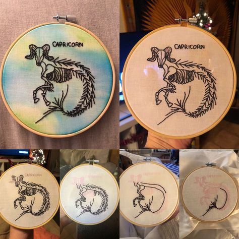 Star Sign Embroidery, Embroidery Zodiac Signs, Capricorn Embroidery, Zodiac Embroidery Patterns, Zodiac Signs Embroidery Design, Astrology, Decorative Plates, Embroidery, Art