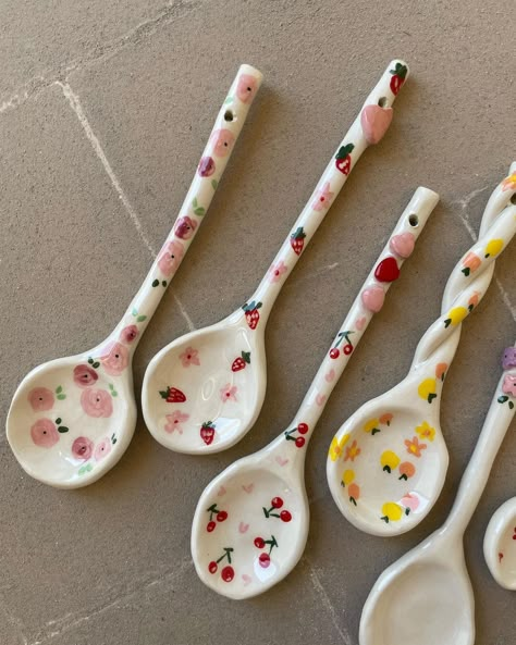 Qlay on Instagram: “Which one is your favorite?💘 #ceramic #ceramicart #ceramicmugs #mugsmugsmugs #supportlocal #handmade #homemade #pottery #potteryart…” Ceramic Spoons Handmade, Homemade Pottery, Clay Spoons, Pottery Spoons, Shein Home Decor, Home Decor 2023, Amazon Decor Finds, Ceramic Cafe, Diy Pottery Painting