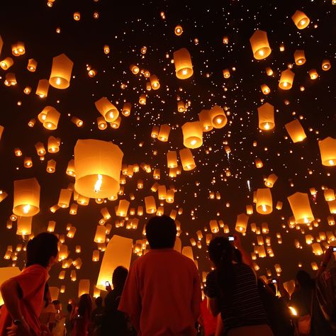 Let Go of a Floating Lantern in Thailand Floating Lantern Festival, Lantern Fest, Floating Lanterns, 100 Things To Do, Sky Lanterns, Travel Luxury, Putrajaya, Lantern Festival, Bucket Lists