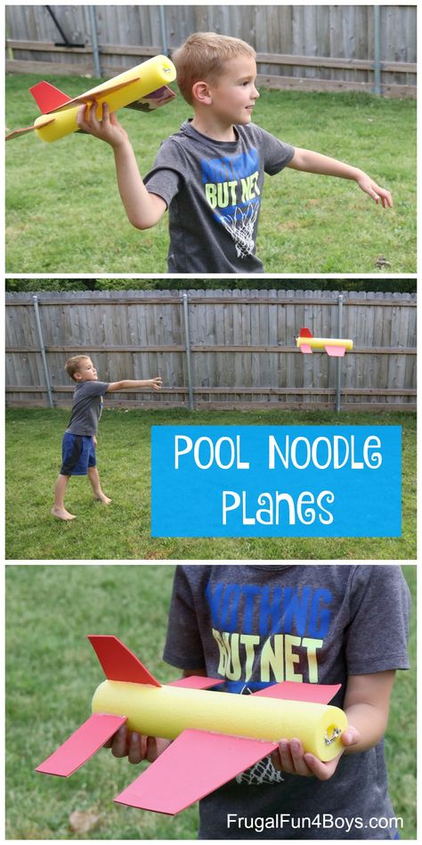 Build an airplane out of a pool noodle and some simple craft supplies!  This fun activity for kids combines fun with STEM learning as kids explore the best possible airplane design. There are two ways to approach this project.  You can either copy our design, which we tested and which works.  Or, let your kids … Plane Crafts, Pool Noodle Crafts, Pool Noodle, Summer Crafts For Kids, Kids Exploring, Pool Noodles, Paper Airplane, Crafts For Boys, Paper Airplanes