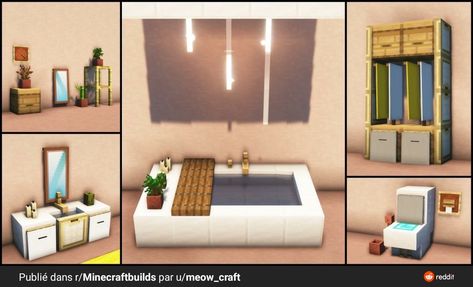 Minecraft Living Room, Minecraft House Decor, Minecraft House Interior, Modern Minecraft Houses, Case Minecraft, Minecraft Decoration, Bathroom Build, Rumah Minecraft Sederhana, Minecraft Mansion