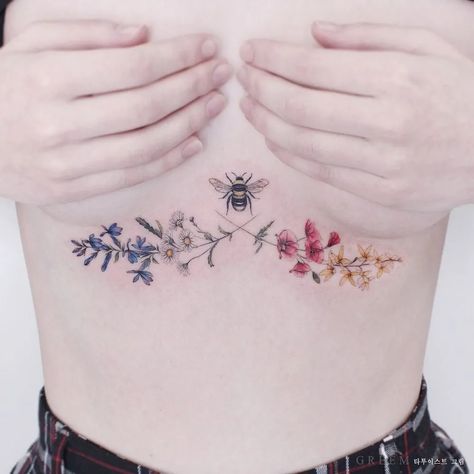 150+ Beautiful Bee Tattoos Designs With Meanings (2023) - TattoosBoyGirl Bumblebee Tattoo, Underboob Tattoo Designs, Bumble Bee Tattoo, Underboob Tattoo, Illustration Tattoo, Initial Tattoo, Tattoo Girls, Tatuaje A Color, Botanical Tattoo