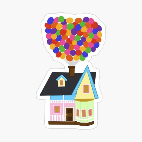 Get my art printed on awesome products. Support me at Redbubble #RBandME: https://www.redbubble.com/i/sticker/The-House-From-Up-by-MacAndBri/48416463.EJUG5?asc=u Disney Stickers Printables, Up Carl Y Ellie, Sticker Design Ideas, Stickers Bonitos, House Stickers, Stickers Disney, Up Disney, Our Adventure Book, Disney Stickers