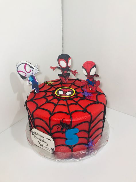 Spin Spiderman Birthday Cake, Spiderman And Amazing Friends Cake, Spider Man And Friends Birthday Cake, Spidey Friends Birthday Cake, Spidey And Friends Cake Ideas, Small Spider Man Cake, Spider And Friends Birthday Cake, Spidey And Amazing Friends Birthday Cake, Spider And His Amazing Friends Birthday Cake