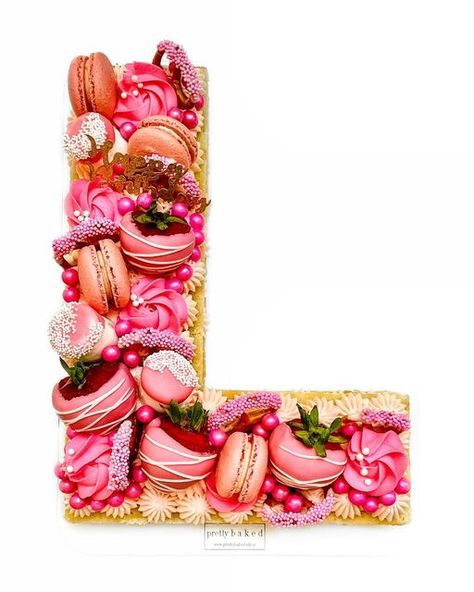 Strawberry Whipped Cream Frosting, Letter Cakes, Cake Number, Letter Cake, Strawberry Whipped Cream, Whipped Cream Frosting, Number Cakes, Cream Frosting, Custom Letters