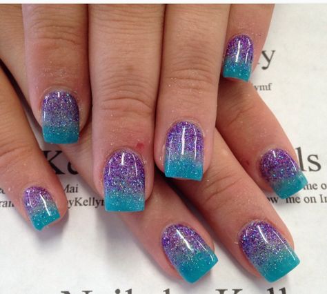 Purple Teal Ombre Nails, Purple And Teal Nails Acrylic, Purple Teal Nails Designs, Blue And Purple Ombré Nails, Blue And Purple Gel Nails, Blue And Purple Nails Acrylic Short, Dipped Nails Ideas Powder Ombre Purple, Purple And Teal Ombre Nails, Blue And Purple Glitter Nails