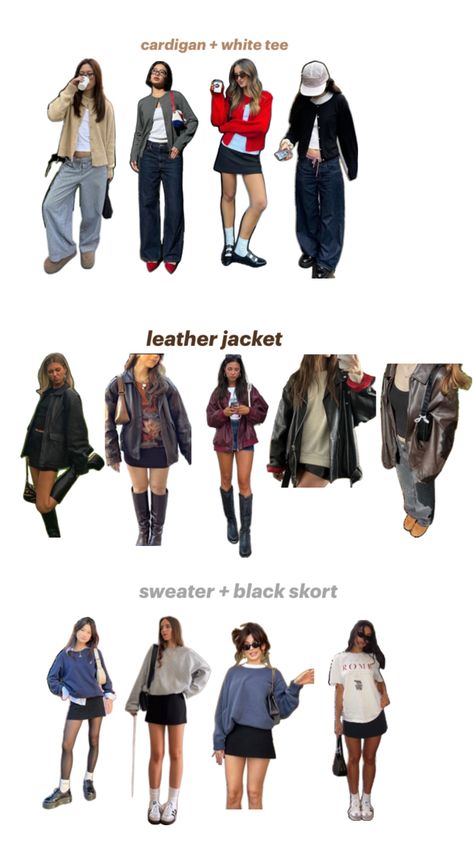 Casual Date Outfit Autumn, Satc Outfits Fall, 2000s Dark Academia Outfits, Sweater Leather Jacket, Light Brown Long Coat Outfit, Iconic Fall Outfits, 90s Fashion Autumn, 2000s Casual Fashion, Aesthetic Uni Outfits