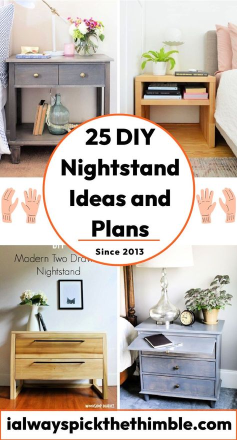 Night Stand Plans Diy, Pallet Nightstand Diy, Diy Bedside Table Easy, Night Stand Ideas Diy, Build A Nightstand, Diy Nightstand Ideas, Diy Nightstand Plans, Diy Bedside Table, Nightstand Diy