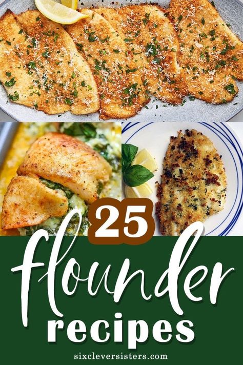 25 AMAZING FLOUNDER RECIPES! From grilled to pan-fried to stuffed, you're definitely going to find flounder recipes that you'll want to make! #dinner #dinnerfoodideas #fish #flounder #recipes #recipeoftheday #seafood Flounder Meal Ideas, Flounder Meals, Filet Of Flounder Recipes, Frozen Flounder Recipes Baked, Best Flounder Fish Recipes, Recipes For Flounder Fillets, Flounder Filets Recipes, Flounder Dinner Ideas, Air Fryer Flounder Recipes