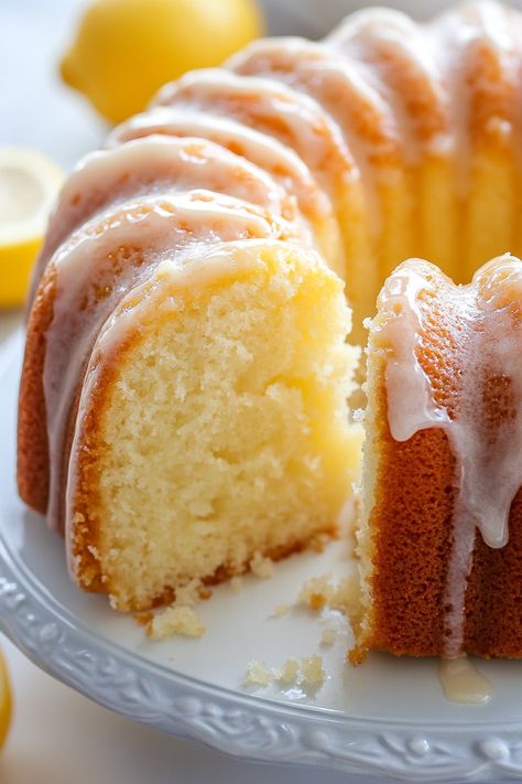 7 Up Pound Cake Lemon Bundt Cake Recipe, 7 Up Cake, 7up Pound Cake, Cake Lemon, Bundt Cake Recipe, Lemon Syrup, Lemon Bundt Cake, Lemon Glaze, Warm Cake