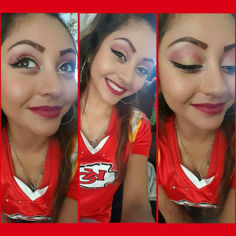 Chiefs Makeup Kansas City, Kansas City Chiefs Eye Makeup, Kc Chiefs Eye Makeup, Kansas City Chiefs Makeup, Chiefs Makeup Look, Chiefs Eye Makeup, Kansas City Chiefs Makeup Ideas, Chiefs Makeup, Football Makeup