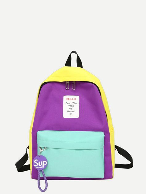 Canvas Backpack, Womens Backpack, Fashion Backpack, Color Block, Backpacks, Color