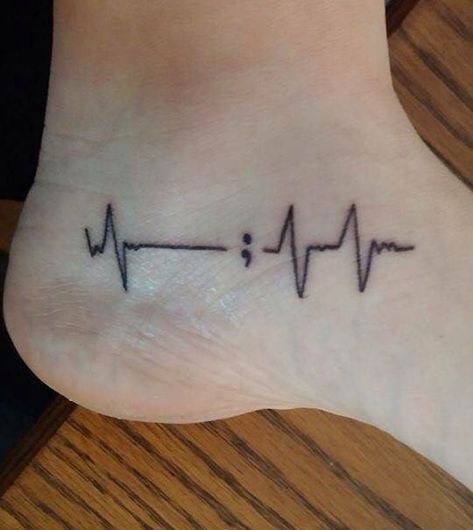 The Meaning Behind Semicolon Tattoos - Tattoo.com Tatuaje Ekg, Semi Colon Tattoo, Ekg Tattoo, Heartbeat Tattoo Design, Semicolon Tattoo Meaning, Semicolon Tattoos, Colon Tattoo, Heartbeat Tattoo, Semi Colon