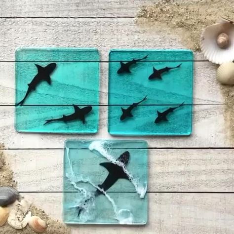 MAS Epoxies on Instagram: “Check out this super cool idea from @sea_salt_wood_designs when stacked you get a school of sharks circling!! Brilliant!!! 🌊 #resinart…” Sharks Circling, School Of Sharks, Epoxy Ideas, Shark Art, Crafts Videos, Wood Designs, Epoxy Resin Crafts, Epoxy Resin Art, Ap Art