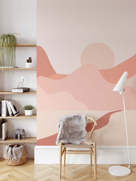 (1) Traveler | WALL BLUSH Wallpaper For Renters, Tan Bedroom, Orange Peel Wall Texture, Wall Blush, Pink Accent Walls, Cool Teen Bedrooms, Concrete Wallpaper, Bedroom Orange, Bedroom Murals