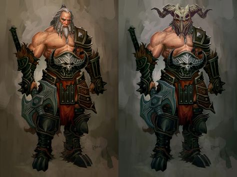 Priest Concept Art, Diablo Barbarian, Barbarian Diablo, Diablo Characters, Fantasy Barbarian, Barbarian Armor, Fantasy Classes, Ghostbusters The Video Game, Pokemon Shield