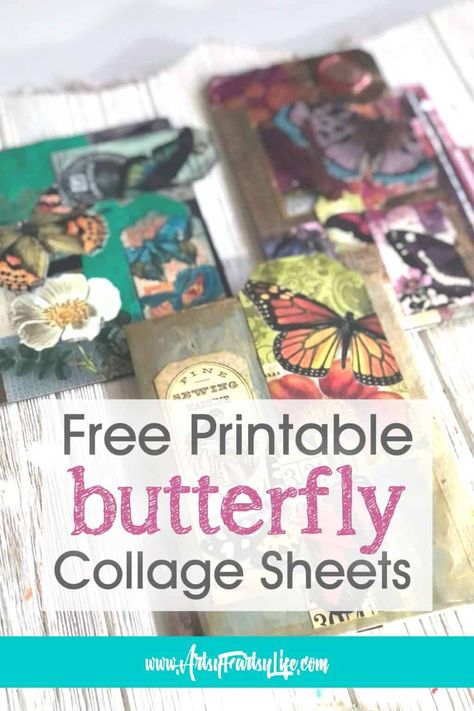 Free Collage Printables, Name Tags Printable Templates, Hobby Studio, Name Tags Printable, Butterfly Tags, Free Christmas Tags Printable, Journal Printables Free, Printable Halloween Tags, Butterfly Collage