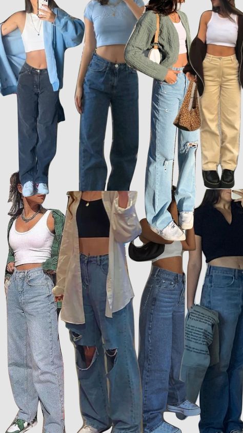 Baggy Jeans With Crop Top, Baggy Jeans And Crop Top Outfit, Jeans With Crop Top, Jeans And Crop Top Outfit, Baggy Ripped Jeans, Tight Crop Top, Latest Crop Tops, Baggy Jeans Outfit, Feminine Outfits