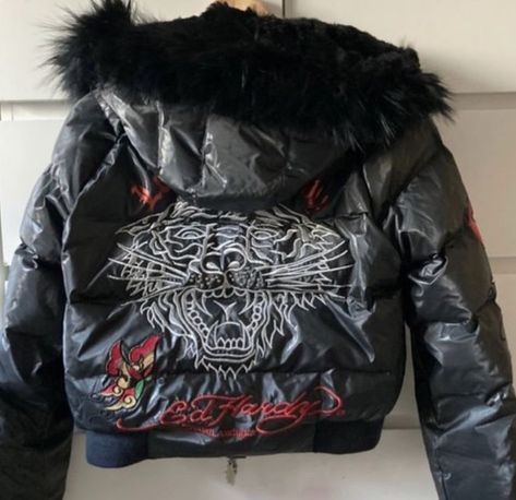 Ed Hardy Puffer Jacket, Tiger Jacket, Ed Hardy Tiger, Concept Clothing, Fits Clothes, 2000s Fashion Outfits, Swaggy Outfits, Edgy Outfits, Ed Hardy