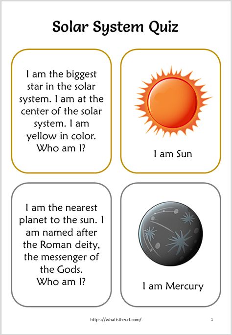 Share this on WhatsAppWe have prepared a list of flashcards on solar system quiz with answers for kids.  With these cards, Kids can learn about our solar system in a interesting way. It contains 5 pages. You can download the PDF below, Download: Solar System Quiz for Kids (Visited 2 times, 2 visits today) Planets In Our Solar System, Solar System Cards, Solar System In Order, Worksheet On Solar System, Solar System Flashcards, Solar System Games, About Solar System, Solar System Quiz Worksheet, Quiz For Kids