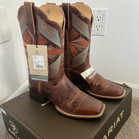 Women’s Size 8.5 Western Boot. Color: Oak Grove. Width: B Medium. Brand New Condition, From The Box, Never Worn. This Was My Dream Boot, But Unfortunately Ordered Wrong Size. Overall So Comfortable For Riding Or Concert Season! Very Light Weight. Has Slip Resistant Support On Bottom. Embroidered Design On Walls Of Boot. Ariat Western Boots, Oak Grove, Ariat Boots, Ariat Shoes, Western Boot, Lookbook Outfits, Cowgirl Boots, Embroidered Design, Western Boots