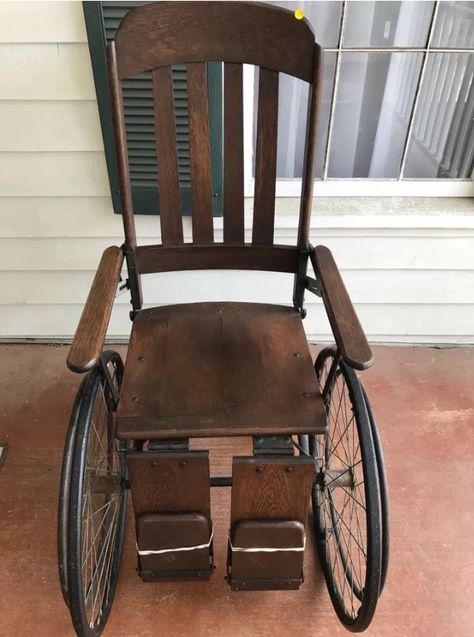 ANTIQUE 1920'S WOODEN WHEEL CHAIR Historical Medicine, Production Ideas, Medical Antiques, Radium Girls, Prosthetic Leg, Doll Furniture Diy, Wheel Chair, Wooden Wheel, Twelfth Night