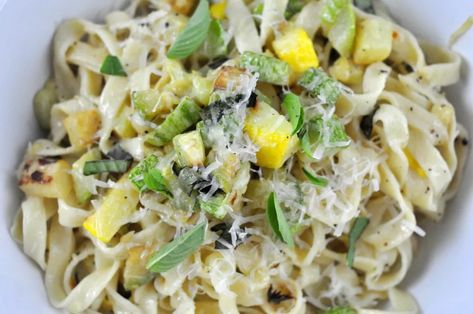 Creamy Zucchini Fettucine | Leanne Brown Creamy Zucchini, Lemon Pasta, Cheap Dinner Recipes, Yummy Pasta Recipes, Fettuccine Alfredo, Cheap Dinners, Zucchini Recipes, Latest Recipe, Easy Pasta