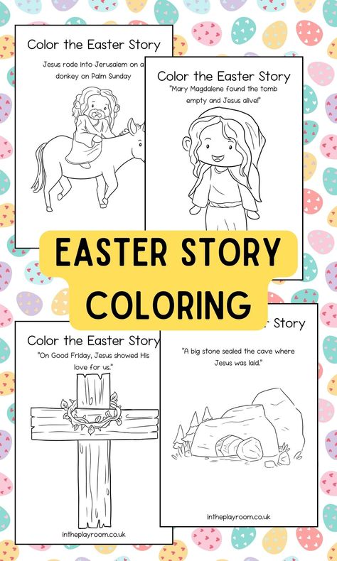 Free Printable Easter Story Coloring Pages for Kids - In The Playroom Free Printable Easter Crafts, Easter Coloring Pages Printable Free, Easter Story For Kids, Diy Easter Crafts For Kids, Printable Toy Story, Easter Coloring Pictures, Kids Easter Basket Ideas, Easter Coloring Pages For Kids, Easter Coloring Pages Printable