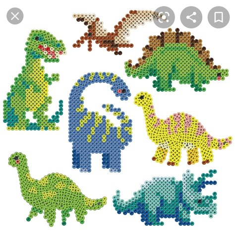 Bead Dinosaur, Ikea Pyssla, Mario Christmas, Pony Bead Animals, Melt Beads Patterns, Bead Animals, Pearl Beads Pattern, Easy Perler Beads Ideas, Fuse Bead Patterns