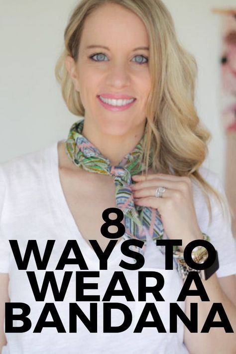 8 ways to wear a bandana! Such great ideas to wear this fun accessory. Video included! Ways To Wear Bandanas, Ways To Wear A Bandana, How To Wear Bandana, Bandana Folding, A Ponytail, Jewelry Appraisal, Western Look, Bandana Scarf, Total Look