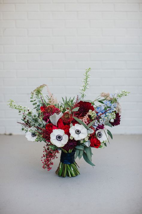 Red White And Blue Wedding Arch, Blue And Red Floral Arrangements, Red Green Blue Wedding Flowers, Red White Blue Pink Bouquet, Red Blue Green Bouquet, Red White And Blue Bridal Bouquet, Red Blue Flower Arrangements, Red White And Blue Arrangements, Red White And Blue Wedding Bouquets