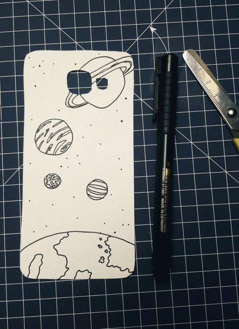 Easy Doodle Art Phone Case, Phone Cover Drawing Ideas Easy, Phone Case Drawing Ideas Easy, Case Drawing Ideas, Phone Case Drawing Ideas, Phone Case Drawing, Planets Drawing, Doodle Phone Case, Hey Sisters