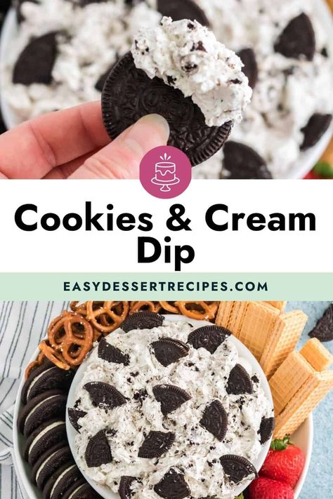 Made with tangy cream cheese, sweet whipped cream, and crushed Oreo cookies, this Cookies and Cream Dip is dangerously good! Cookies And Cream Dip, Fall Desserts Thanksgiving, Cookies And Cream Frosting, Dessert Dip Recipes, Crushed Oreo, Kid Friendly Dessert, Dessert Pie Recipes, Sweet Whipped Cream, Oreo Cream