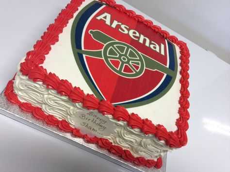 Chocolate cake with creamed coconut filling and creamy topping Arsenal Birthday Cakes For Men, Arsenal Cake Ideas Birthdays, Arsenal Cake, Pretty Baking, 50th Birthday Cakes For Men, Arsenal Wallpapers, Coconut Filling, Cake Kids, Cake Recipes Easy Homemade