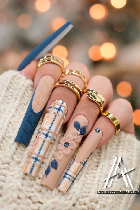 Leather Nails Design, Cuticle Rhinestone Nails, Long Fall Nails 2023, Fall Stilleto Nails Long, Celebratory Nails, Long Fall Acrylic Nails, Fall/winter Nails, Simple Nail Designs For Fall, Fall Long Nails