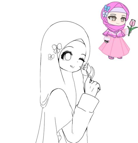 Hijabi Pictures, Body Gacha, Hijab Anime, Anime Hijab, Anime Muslim, Hijab Cartoon, Anime Base, Islamic Images, Art Tutorials Drawing