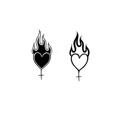 Heart With Fire Tattoo, Heart Flame Tattoo, Flame Heart Tattoo, Burning Heart Tattoo, Fire Heart Tattoo, Heart On Fire Tattoo, Flaming Heart Tattoo, Valentines Flash, 3 Hearts Tattoo