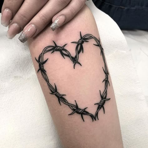 Barbed Wire Heart Tattoo | Tattoo Ideas and Inspiration Barbed Wire Heart Tattoo, Heart Tattoo Meaning, Wire Heart Tattoo, Barbed Wire Tattoo, Wire Tattoo, Barbed Wire Heart, Barbed Wire Tattoos, Barb Wire, Wire Heart