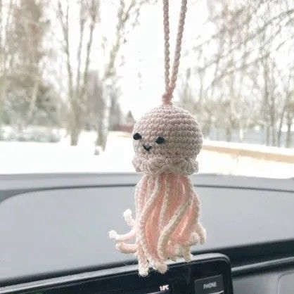 Macrame Rainbow Car Charm, Rainbow Car Charm, Rainbow Car, Macrame Heart, Rear View Mirror Hanger, Rearview Mirror Charm, Crocheted Jellyfish, Crochet Baby Shoes Pattern, Crochet Car