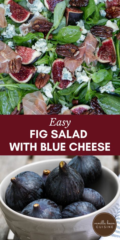 Fig Salad Recipes, Figs Blue Cheese, Caramelized Pecans, Salad With Blue Cheese, Fig Jam Recipe, Fig Salad, Roasted Figs, Quinoa Bowls, Blue Cheese Salad