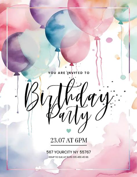 Check out the Free Birthday Party Flyer Invite Template for your next club and party event. FreePSDFlyer.com is the best resource full of amazing Free PSD Flyer Templates for Photoshop! Create amazing flyer, poster or social media designs with our free templates. Free Birthday Party Invitation Templates, Free Editable Birthday Invitations, Free Party Invitations Templates, Birthday Party Poster Design, Birthday Invitation Template Free Editable, Birthday Party Invite Template, Birthday Party Flyer, Create Birthday Invitations, Free Invitation Cards