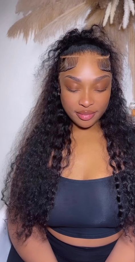 Curly Wig Install Black Women, Short Water Wave Wig Hairstyles, Short Water Wave Wig, Deep Curly Wig Hairstyles, Water Wave Wig Hairstyles, Wave Wig Hairstyles, Water Wave Wig, Black Hair Inspiration, Black Ponytail