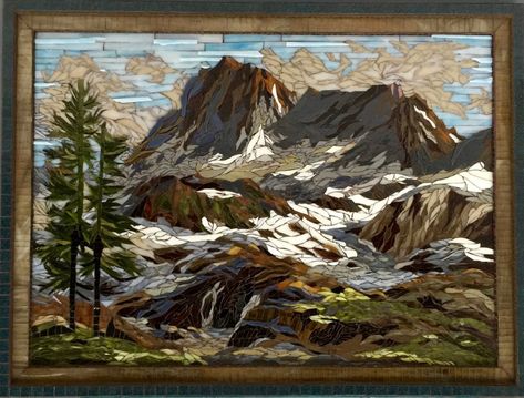 Mosaic Mountains, Outside Wall Art, Landscape Mosaic, Mosaic Art Diy, Stained Glass Supplies, Mosaic Art Projects, Mosaic Tile Art, Glass Mosaic Art, Mosaic Pictures