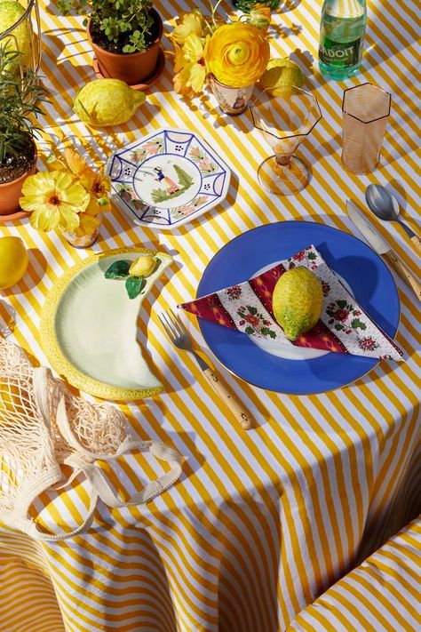 Colorful Dinner Table, Italian Summer Decor, Citrus Tablescape, Mismatched Table Setting, Cheese Buffet, Colorful Easter Table, Bread Warmer, Colorful Plates, Citrus Cocktails