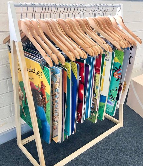 Big Book Storage, Preschool Storage, Poster Storage, Teacher Storage, Preschool Library, Storage For Books, Classroom Goals, School Storage, Library Organization