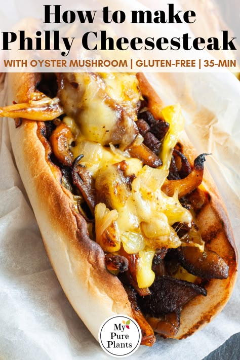 Vegetarian Goulash, Vegan Philly Cheesesteak, Philly Cheese Steak Recipe, Cheesesteak Recipe, Vegan Grocery, Oyster Mushrooms, Philly Cheesesteak, Vegan Meal Plans, Vegan Burgers